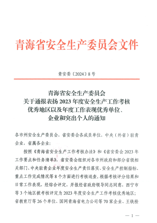 喜報(bào)！2023年度安全生產(chǎn)工作優(yōu)秀企業(yè)和突出個(gè)人名單揭曉！